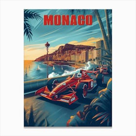 Monaco Vintage style Poster Canvas Print