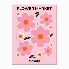 Flower Market Madrid Pink And Orange Canvas Print
