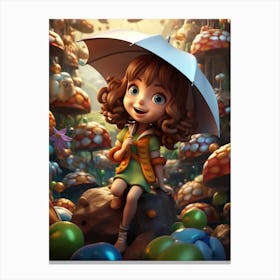 Little Girl With Umbrella Canvas Print