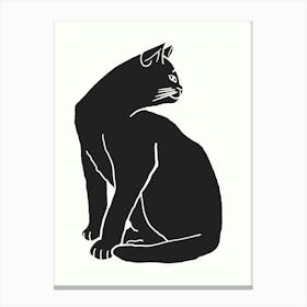 Black Cat On White Canvas Print