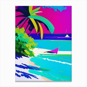 Maldives Beach Colourful Painting Tropical Destination Canvas Print