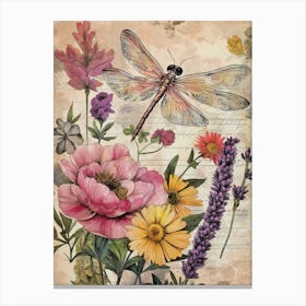 Dragonfly Vintage Canvas Print