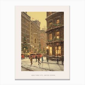 Vintage Winter Poster New York City Usa 7 Canvas Print