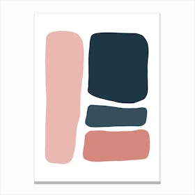 Abstract Hobbled Stones Pink And Navy Four Canvas Print