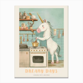 Pastel Unicorn Cooking In The Kitchen 2 Poster Canvas Print