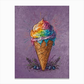 Rainbow Ice Cream Cone 7 Canvas Print