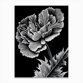 Carnation Leaf Linocut 3 Canvas Print