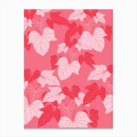Seamless Pattern With Pink Leaves wallart printable Canvas Print