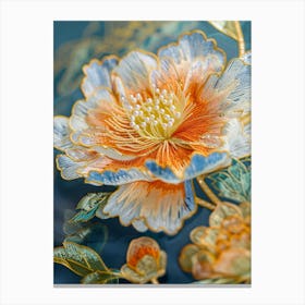 Peony Embroidery Canvas Print