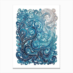 Blue And White Swirls Canvas Print