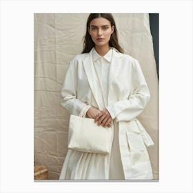 Model In White Coat Canvas Print