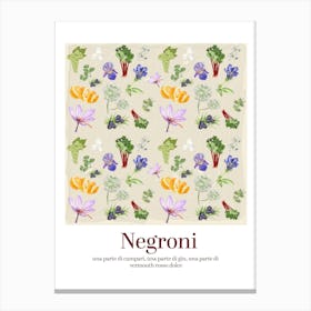 Negroni - Cocktail Art Print Canvas Print