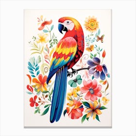 Scandinavian Bird Illustration Parrot 2 Canvas Print