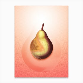 Pear Vintage Botanical in Peach Fuzz Seigaiha Wave Pattern n.0214 Canvas Print
