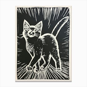 Laperm Cat Linocut Blockprint 5 Canvas Print