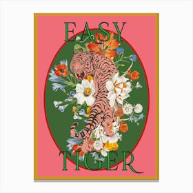 Easy Tiger Pink & Green Canvas Print