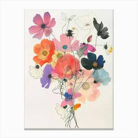 Cosmos 1 Collage Flower Bouquet Canvas Print