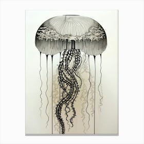 Upside Down Jellyfish Pencil Drawing 6 Canvas Print