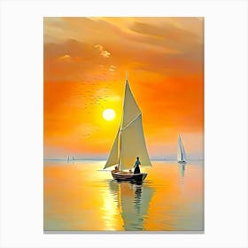 Sailboat At Sunset 5 Canvas Print