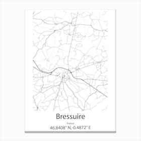 Bressuire,France Minimalist Map Canvas Print