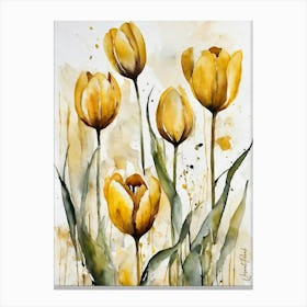 Yellow Tulip Flowers Canvas Print