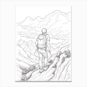 Line Art Inspired By The Wanderer Above The Sea Of Fog 2 Canvas Print
