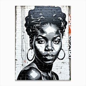 Vintage Graffiti Mural Of Beautiful Black Woman 114 Canvas Print