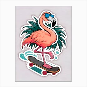 Flamingo On A Skateboard Canvas Print