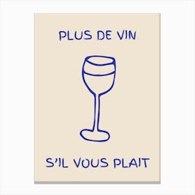 Wine Glass Kitchen Poster Blue Canvas Print
