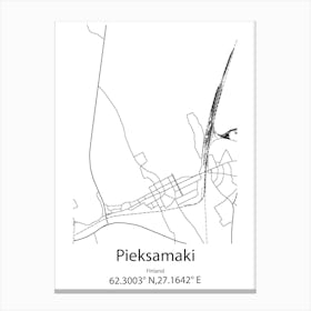 Pieksamaki,Finland Minimalist Map Canvas Print