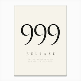 999 Angel Number Print Canvas Print