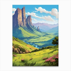 Drakensberg Mountain Range Cartoon 2 Canvas Print