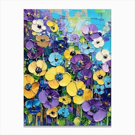 Purple And Yellow Flowers Art Canvas Print