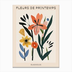 Spring Floral French Poster  Gladiolus 2 Canvas Print