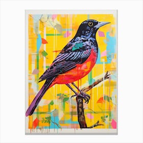 Colourful Bird Painting Blackbird 2 Canvas Print