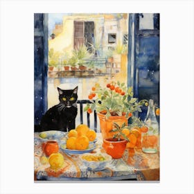 Cat On A Table 3 Canvas Print