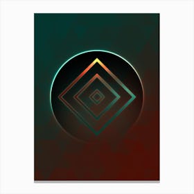 Geometric Neon Glyph on Jewel Tone Triangle Pattern 140 Canvas Print
