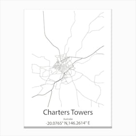 Charters Towers,Australia Minimalist Map Canvas Print