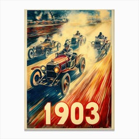 Aihrgdesign A Vintage Travel Poster Of An Early 1903 Automobi 7db021d2 F00b 402f Af4b A2b3c2536a0d 3 Canvas Print