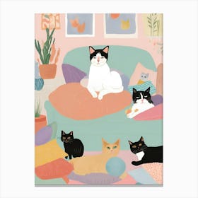 Cats On The Couch Canvas Print