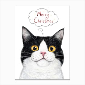 Cat Merry Christmas Canvas Print