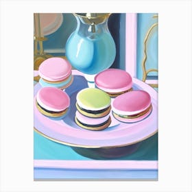 French Macaron Bakery Product Acrylic Painting Tablescape Canvas Print