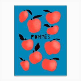 Pommes Blue Canvas Print
