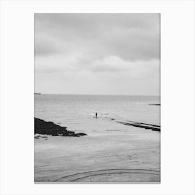 Vintage Black And White Beach Canvas Print