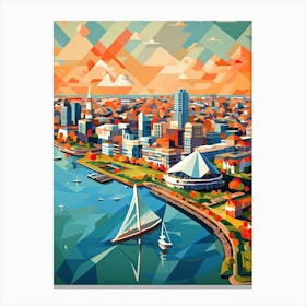 Rotterdam, Netherlands, Geometric Illustration 1 Canvas Print