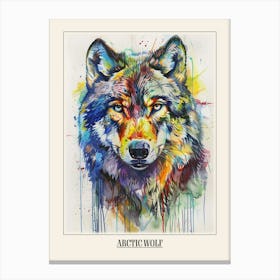 Arctic Wolf Colourful Watercolour 4 Poster Canvas Print