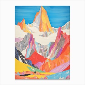 Gasherbrum China 3 Colourful Mountain Illustration Canvas Print