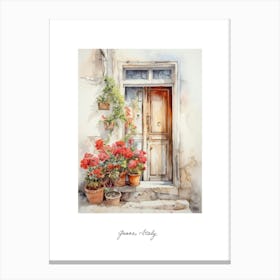 Genoa, Italy   Mediterranean Doors Watercolour Painting 1 Poster Canvas Print
