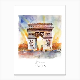 France, Paris Storybook 3 Travel Poster Watercolour Canvas Print