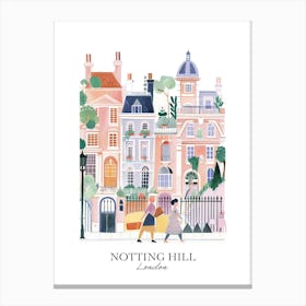 Notting Hill London Gouache Travel Illustration Canvas Print